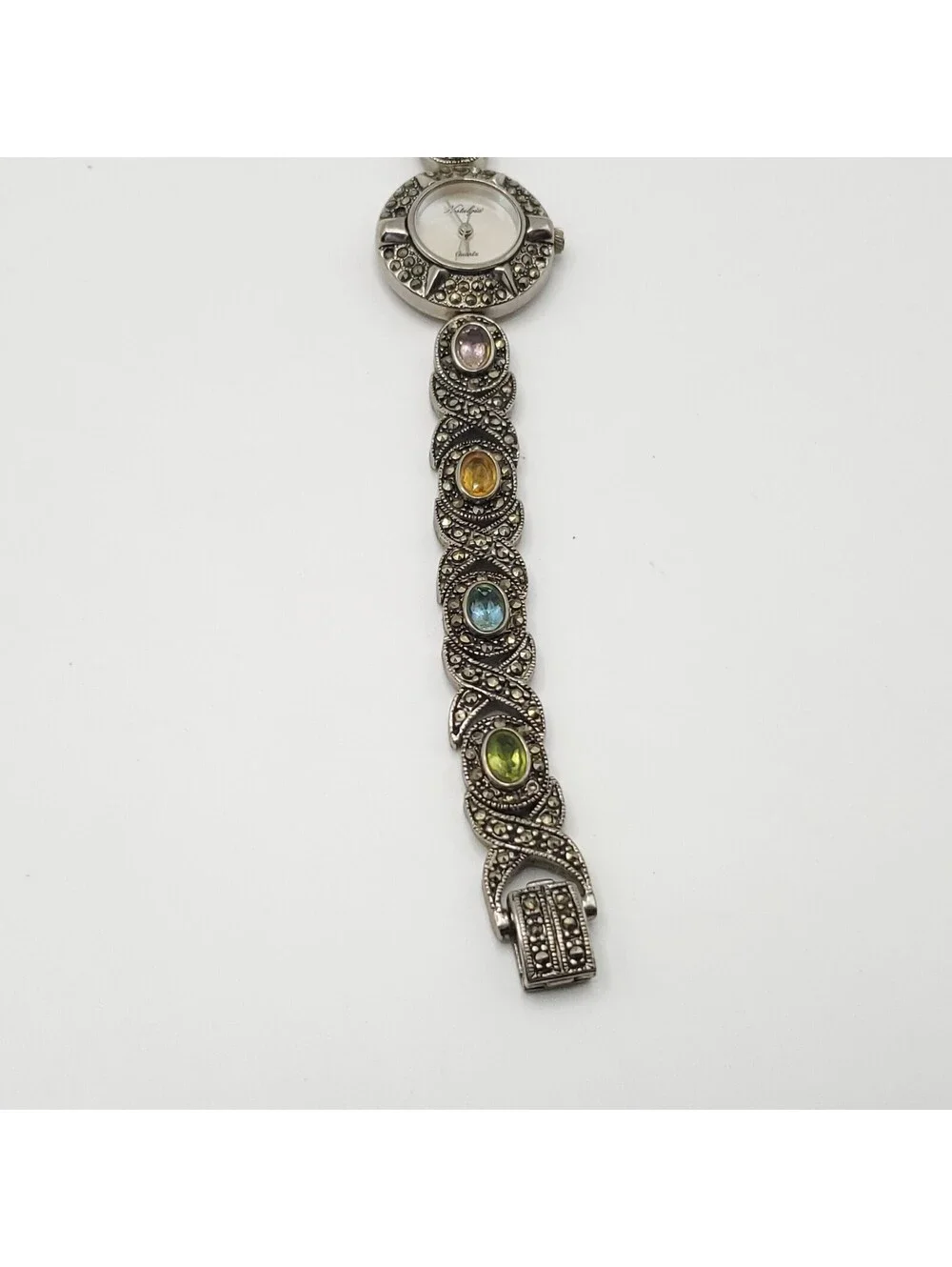Nostalgia Quartz Gem Band Womens 22mm Watch MOP Dial New Battery